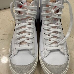 Nike White and Gray High-Top Sneakers